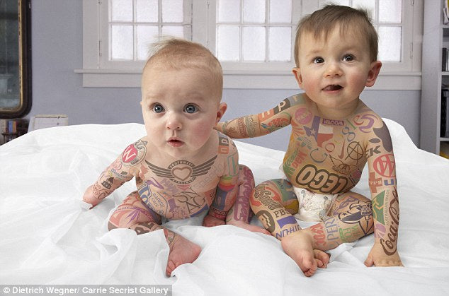Babies Wearing Temporary Tattoos