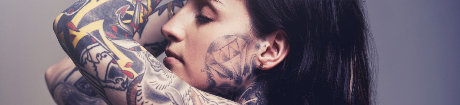 Tattoo Edgy Design Rebel Woman Punk Rock Tradition Grey Studio — Stock Photo, Image Remove BG Save Share Sample Tattoo, edgy design and rebel with woman