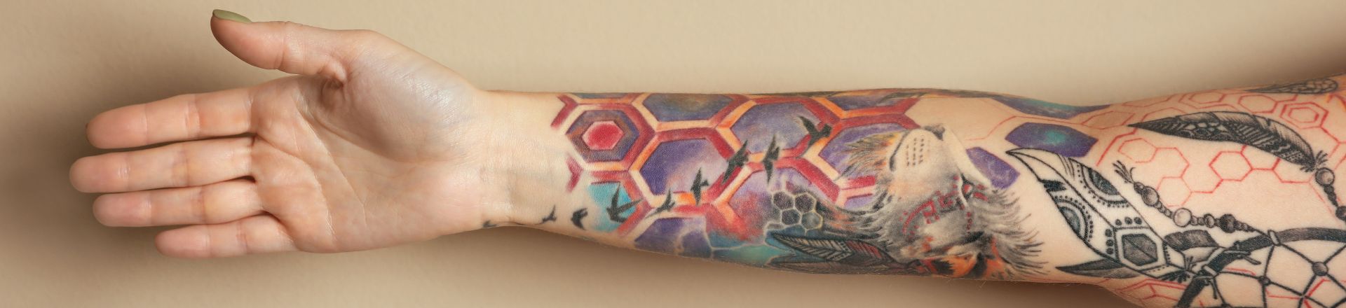 semi permanent tattoo on a man's arm