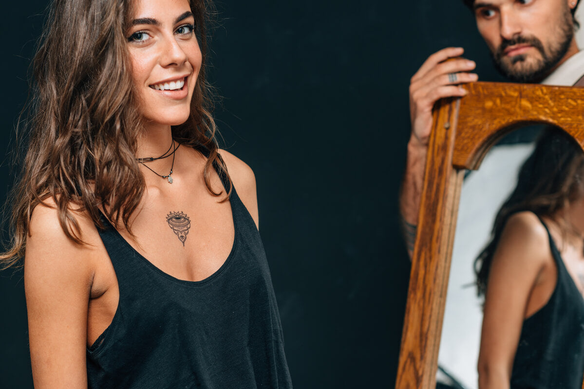 woman wearing a diy temporary tattoo