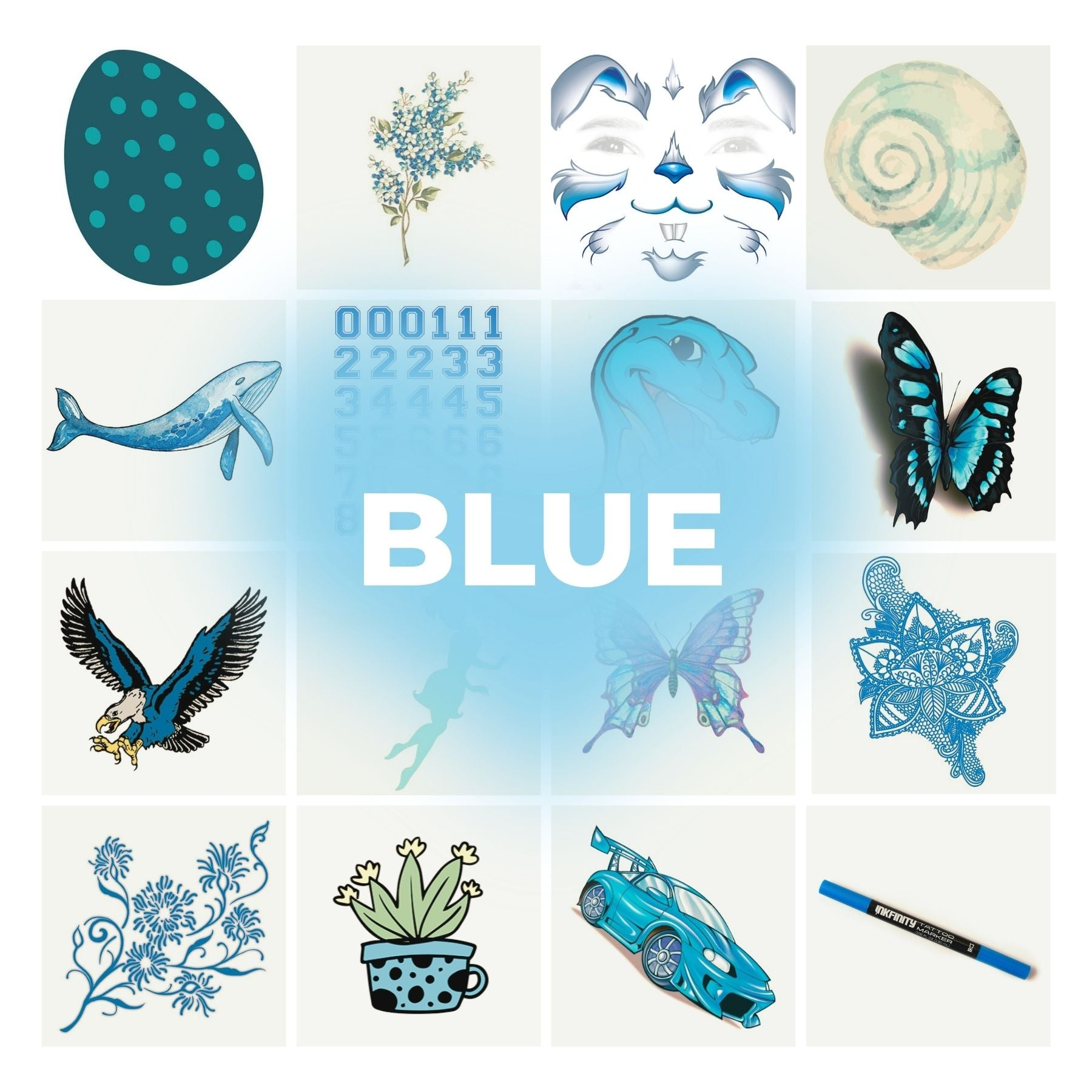 Blue Temporary Tattoos