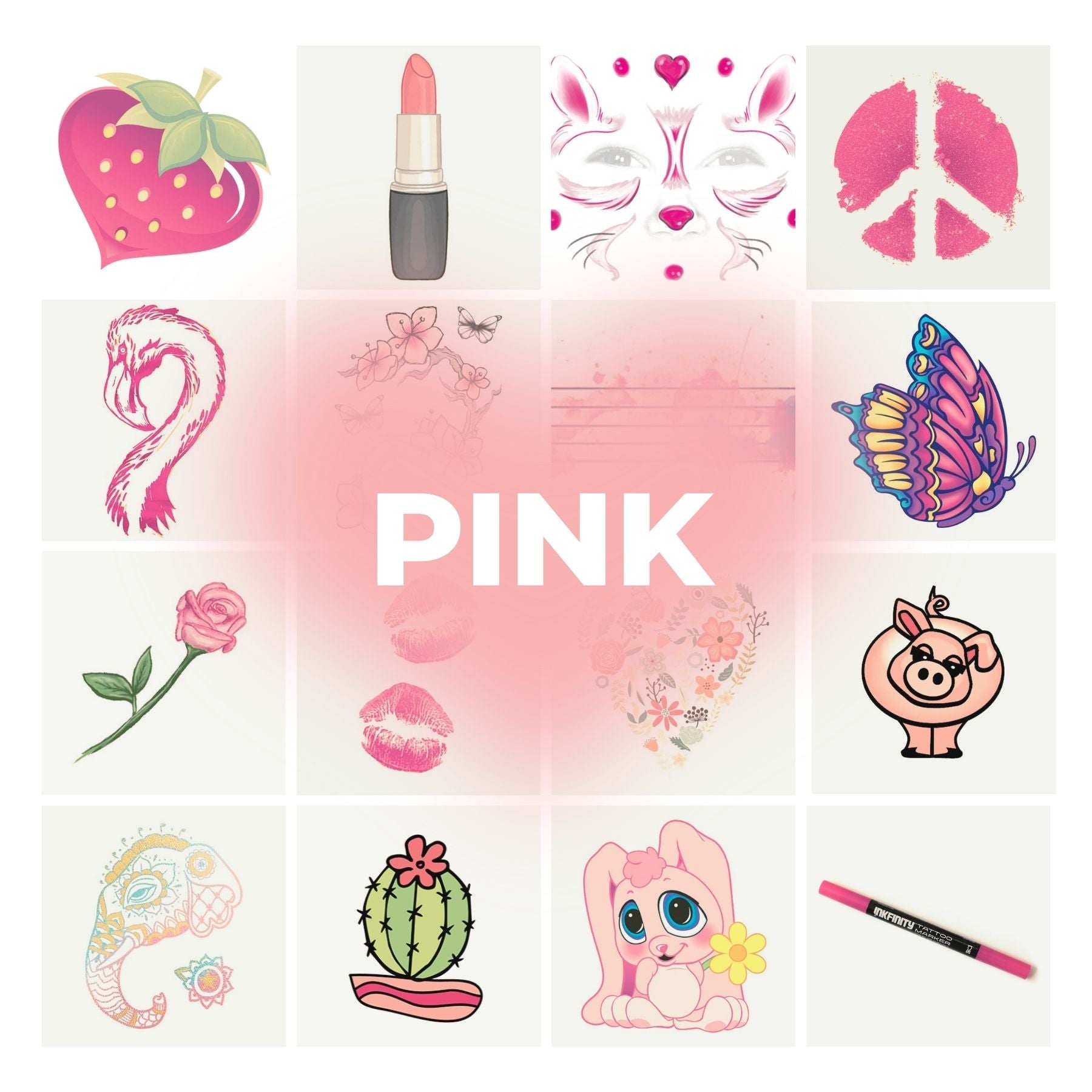 Pink Temporary Tattoos