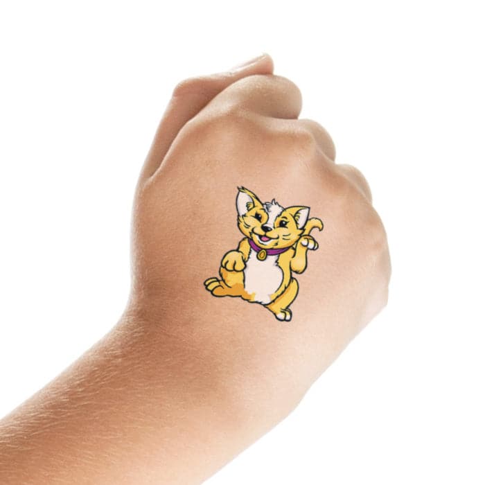 Yellow Cat Temporary Tattoo 1.5 in x 1.5 in