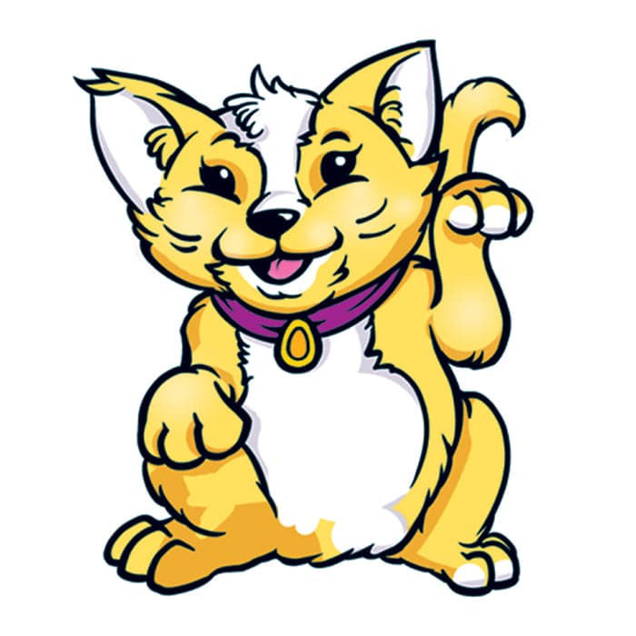 Yellow Cat Temporary Tattoo 1.5 in x 1.5 in