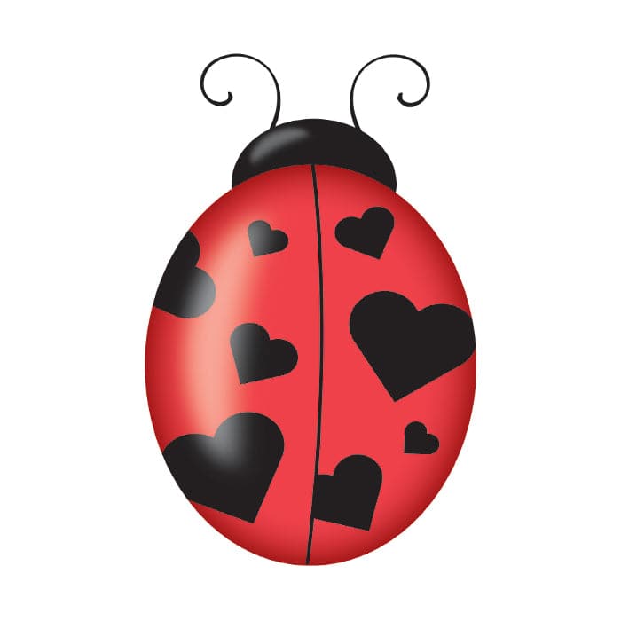 Heart Ladybug Temporary Tattoo 1.5 in x 1.5 in