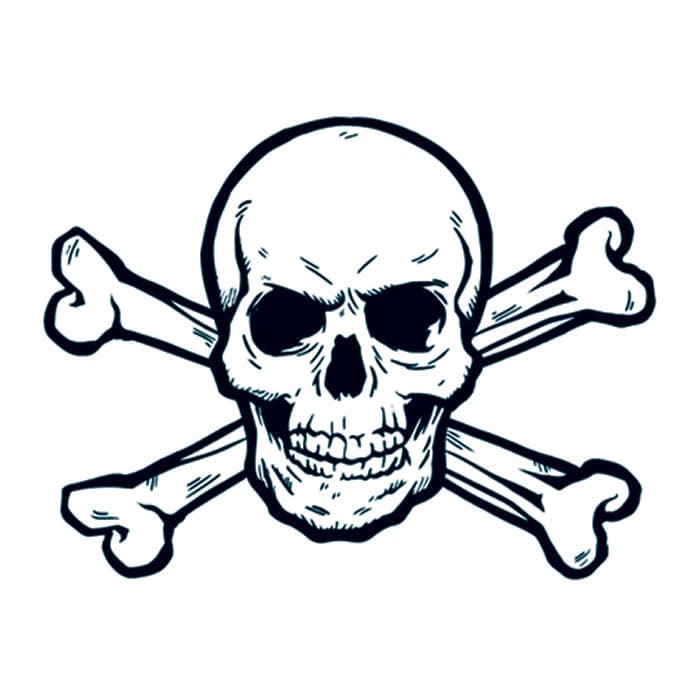 Skull and Crossbones Temporary Tattoo 1.5 in x 1.5 in