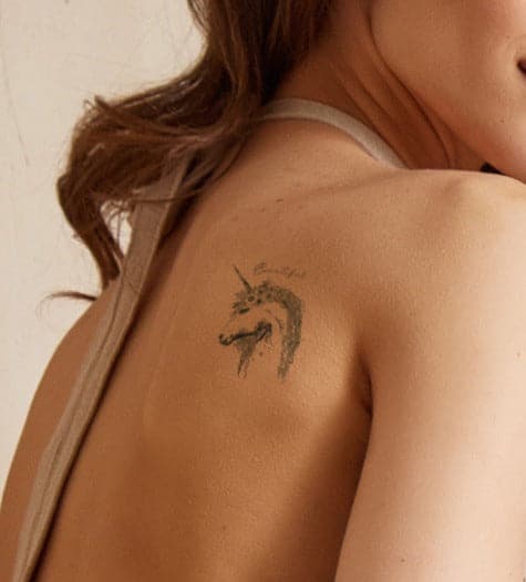 Enchanted Blooms Unicorn Temporary Tattoo