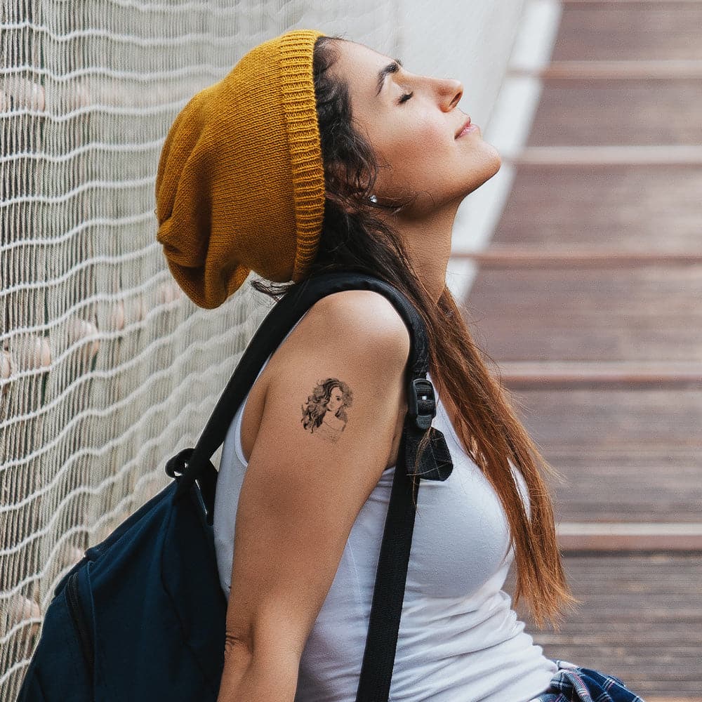 Flowing Locks and Flowers  Temporary Tattoo