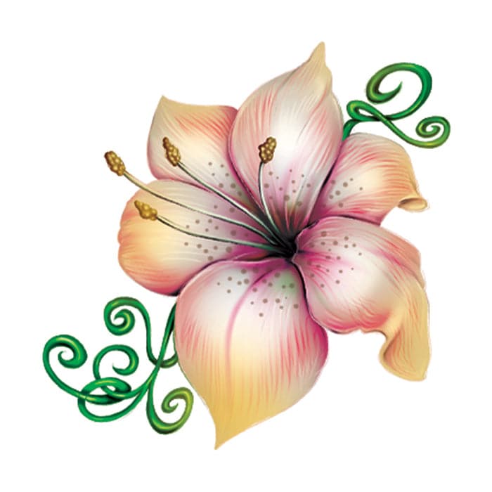 Lily Flower and Vine Temporary Tattoo 1.5 in x 1.5 in