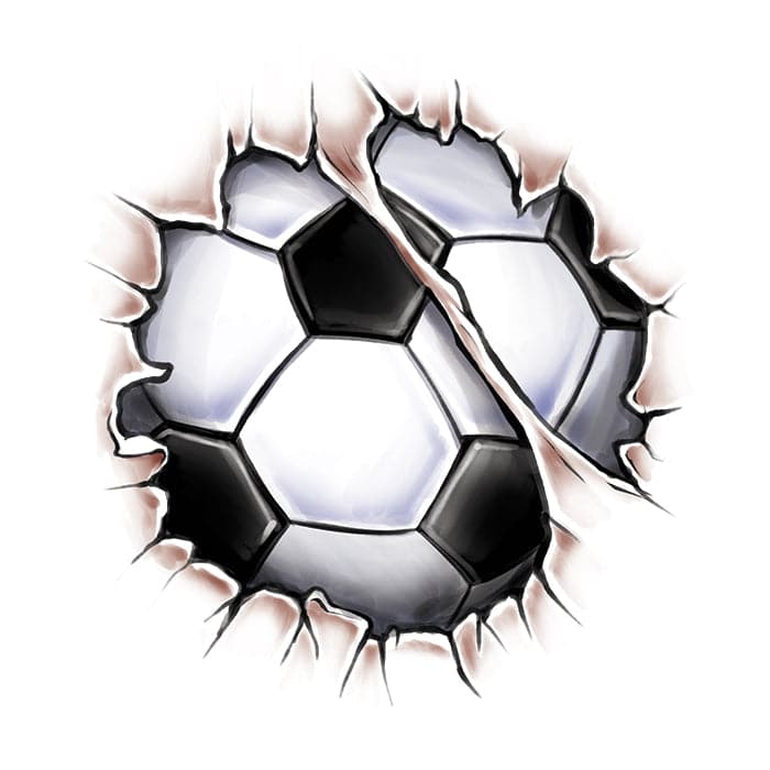 Break Through Soccer Ball Temporary Tattoo 1.5 in x 1.5 in