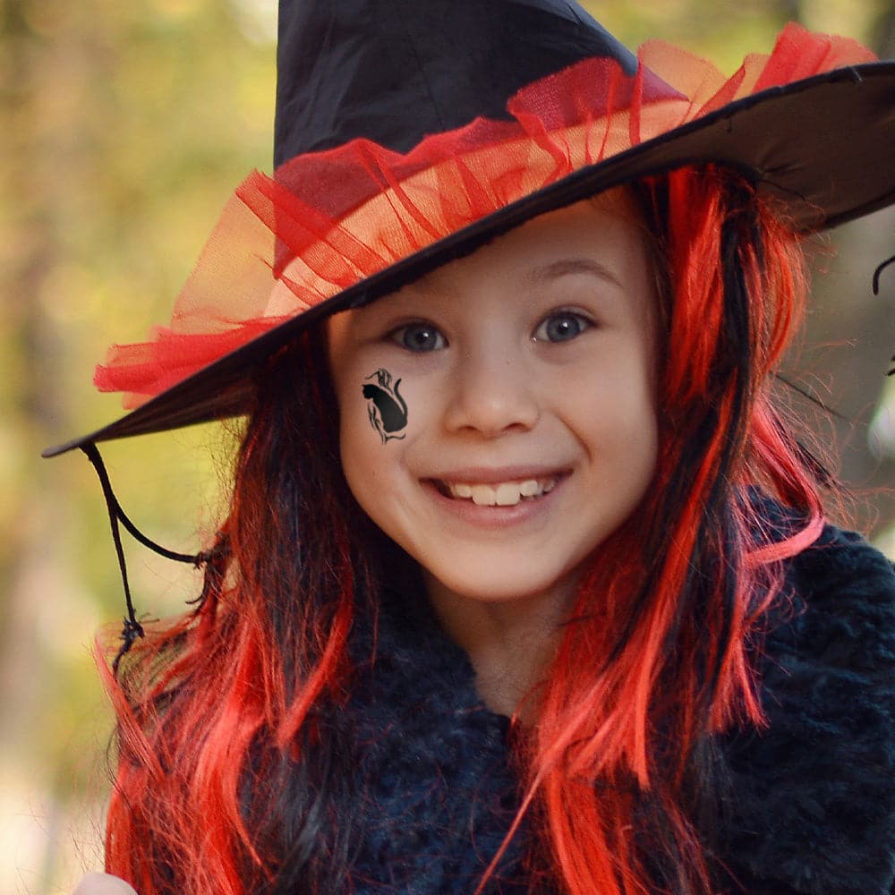 Black Cat with Tribal Design Temporary Tattoo 2 in x 1.5 in