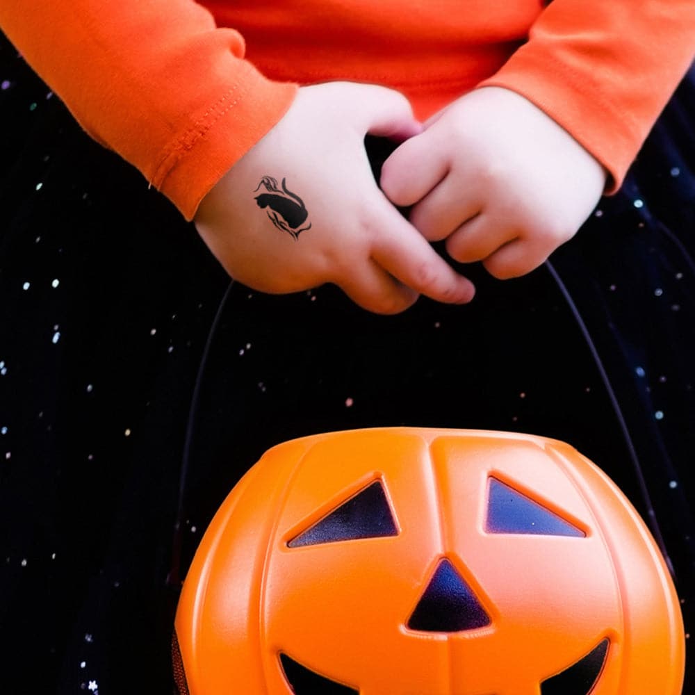 Black Cat with Tribal Design Temporary Tattoo 2 in x 1.5 in