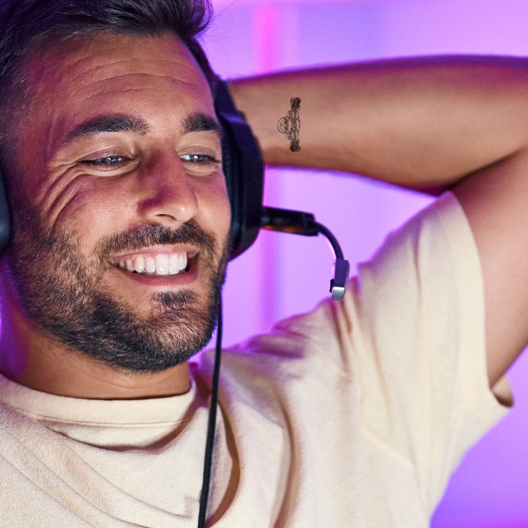 Music Skull Temporary Tattoo 1.5 in x 1.5 in