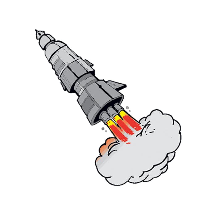 Rocket Temporary Tattoo 1.5 in x 1.5 in