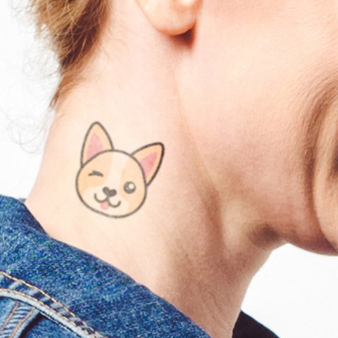 Corgi Face Temporary Tattoo 2 in x 2 in