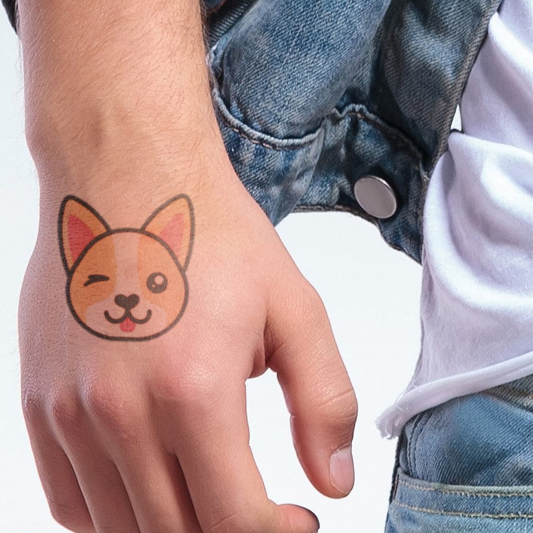 Corgi Face Temporary Tattoo 2 in x 2 in