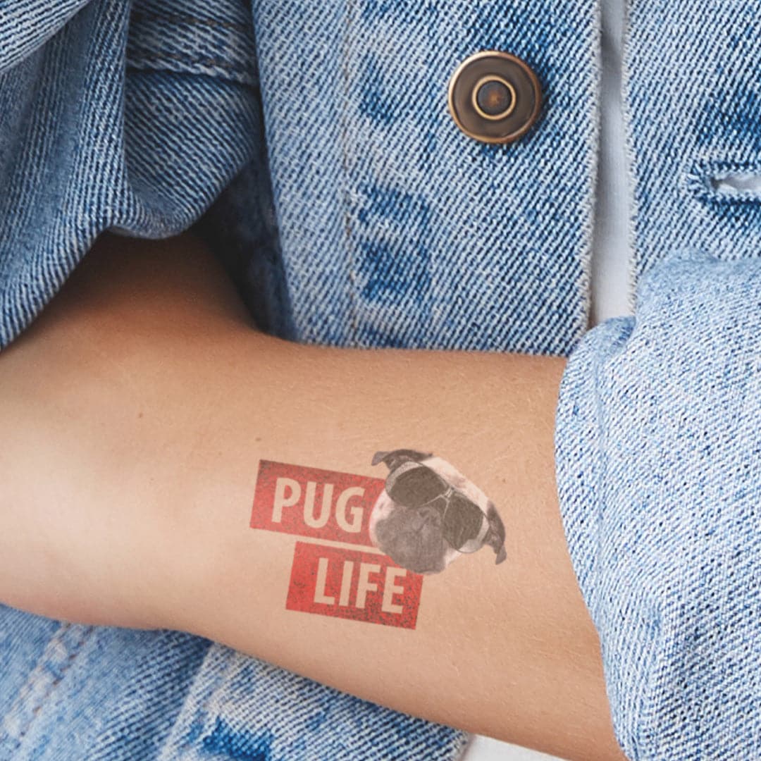 Pug Life Metallic Temporary Tattoo - Temporary Tattoos