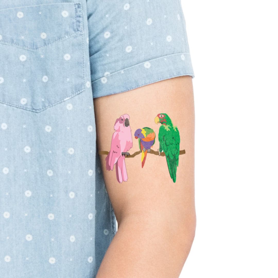 Parrots Temporary Tattoo 3.5 in x 2.5 in