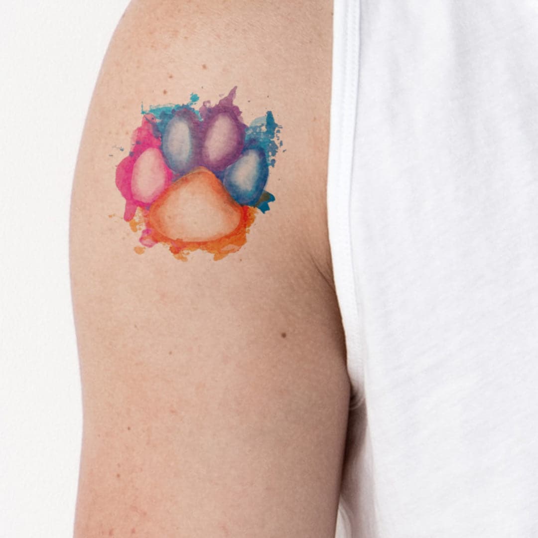 Watercolor Paw Print Temporary Tattoo 2 in x 2 in