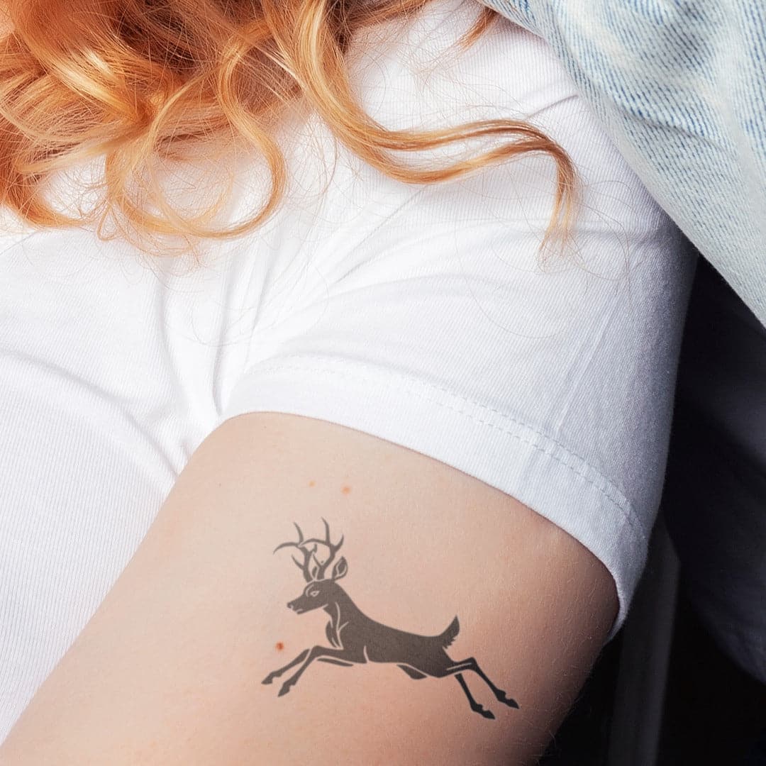 Leaping Deer Temporary Tattoo 2 in x 2.5 in