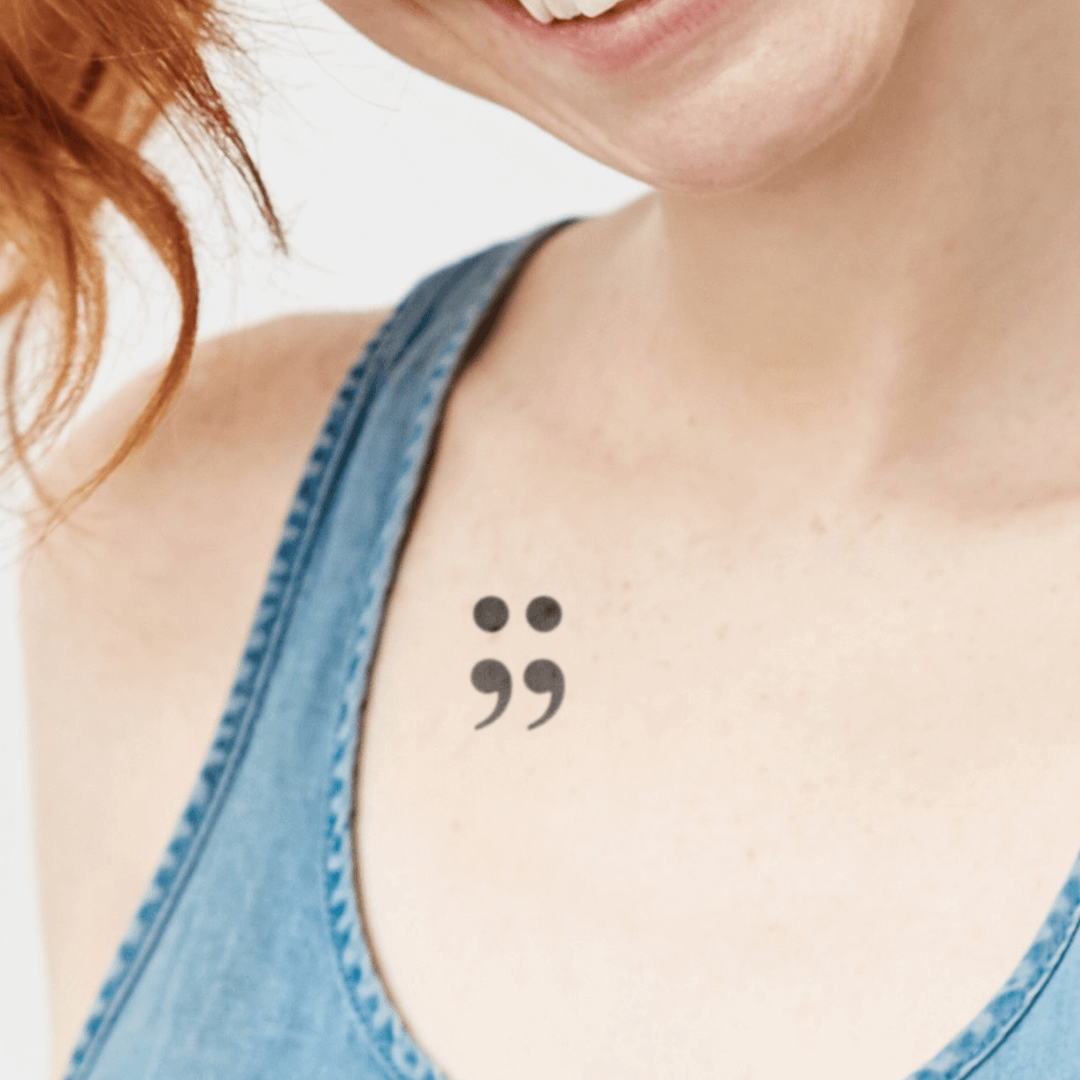 Semicolon Temporary Tattoo 2 in x 1.5 in