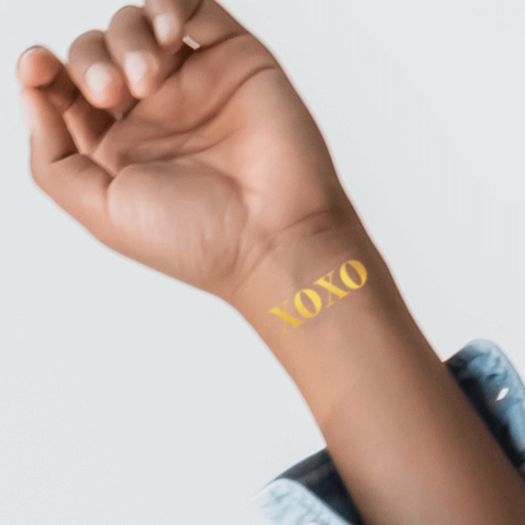 Metallic XOXO Temporary Tattoo 2 in x 3 in