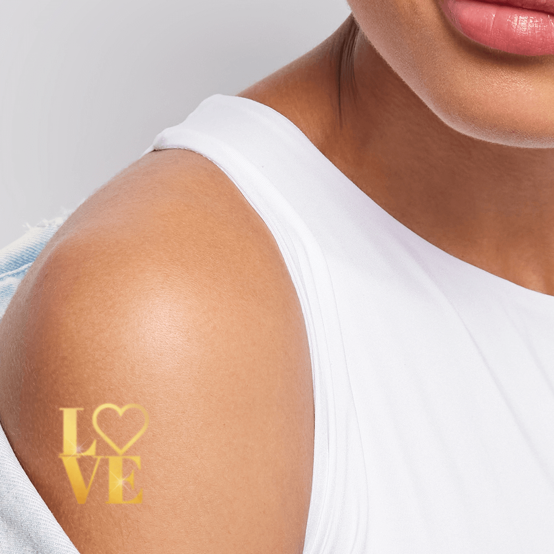 Metallic Love Heart Temporary Tattoo 2 in x 2 in