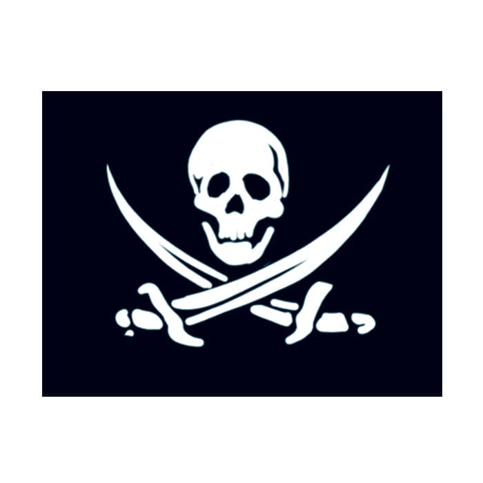 Small Pirate Flag Temporary Tattoo 1.5 in x 1.5 in