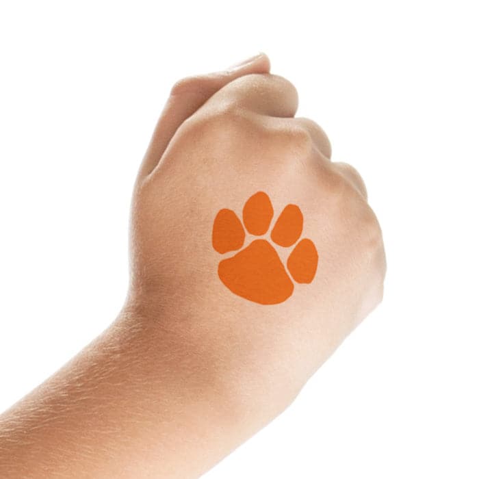 Orange Paw Print Temporary Tattoo 1.5 in x 1.5 in