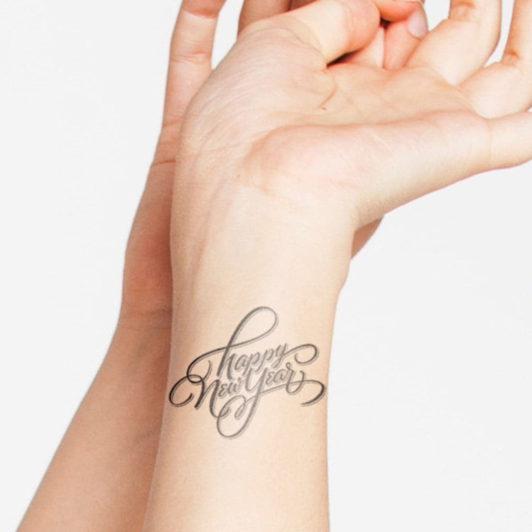Happy New Year Fance Temporary Tattoo 2 in x 2 in