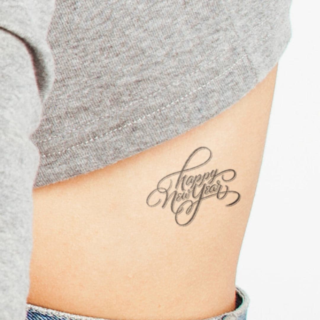 Happy New Year Fance Temporary Tattoo 2 in x 2 in
