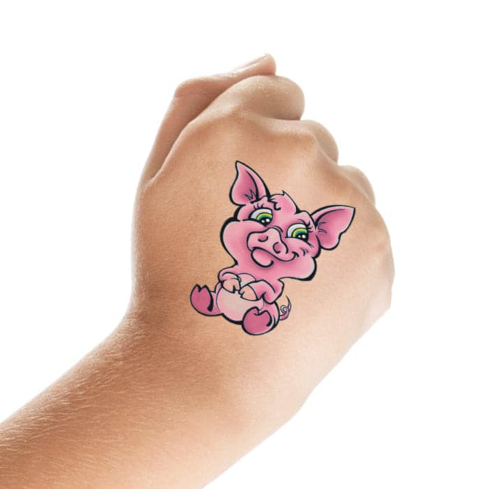 Cute Pig Temporary Tattoo 2 in x 2 in