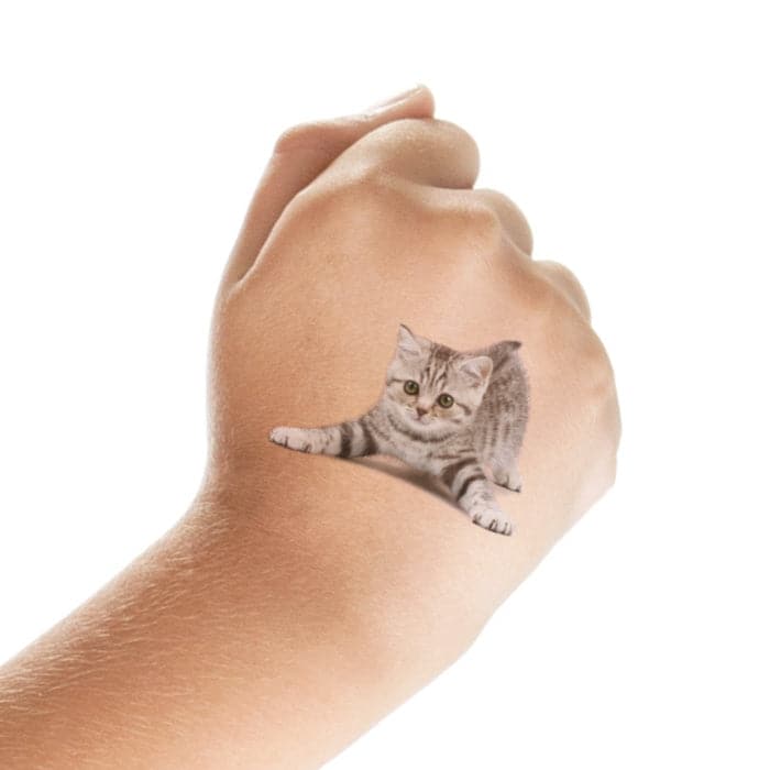 Gray Cat Temporary Tattoo 2 in x 2 in