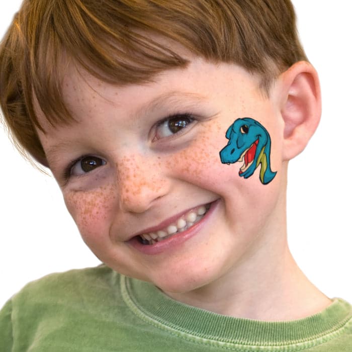 Blue Dinosaur Temporary Tattoo 2 in x 2 in