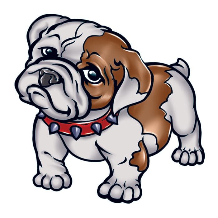 Cute Bulldog Temporary Tattoo 2 in x 2 in