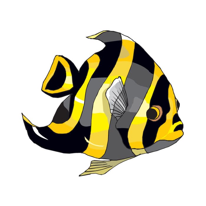 Yellow Fish Temporary Tattoo 2 in x 2 in