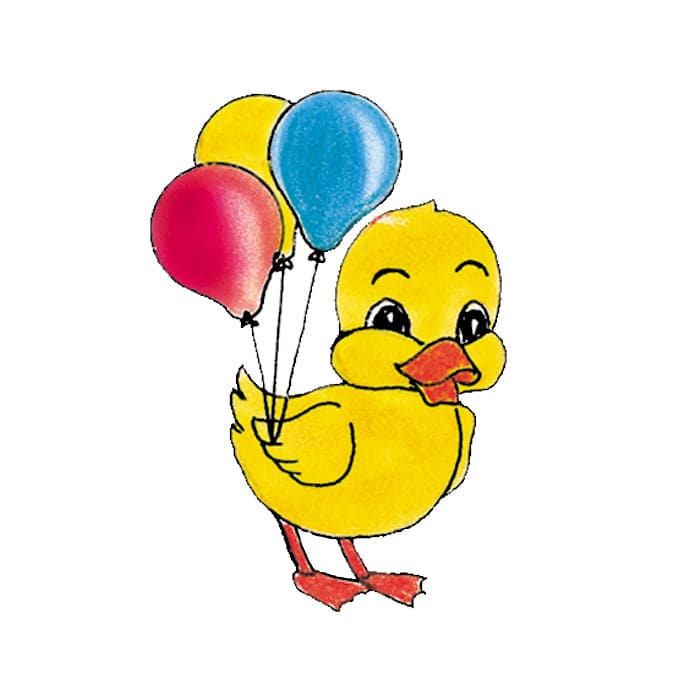 Duck with Balloons Temporary Tattoos 2 in x 2 in