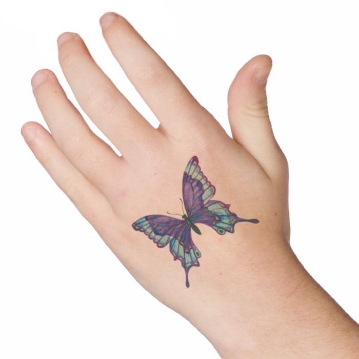 Blue Butterfly Temporary Tattoo 2 in x 2 in