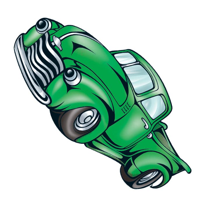 Green Pickup Truck Temporary Tattoo 2 in x 2 in