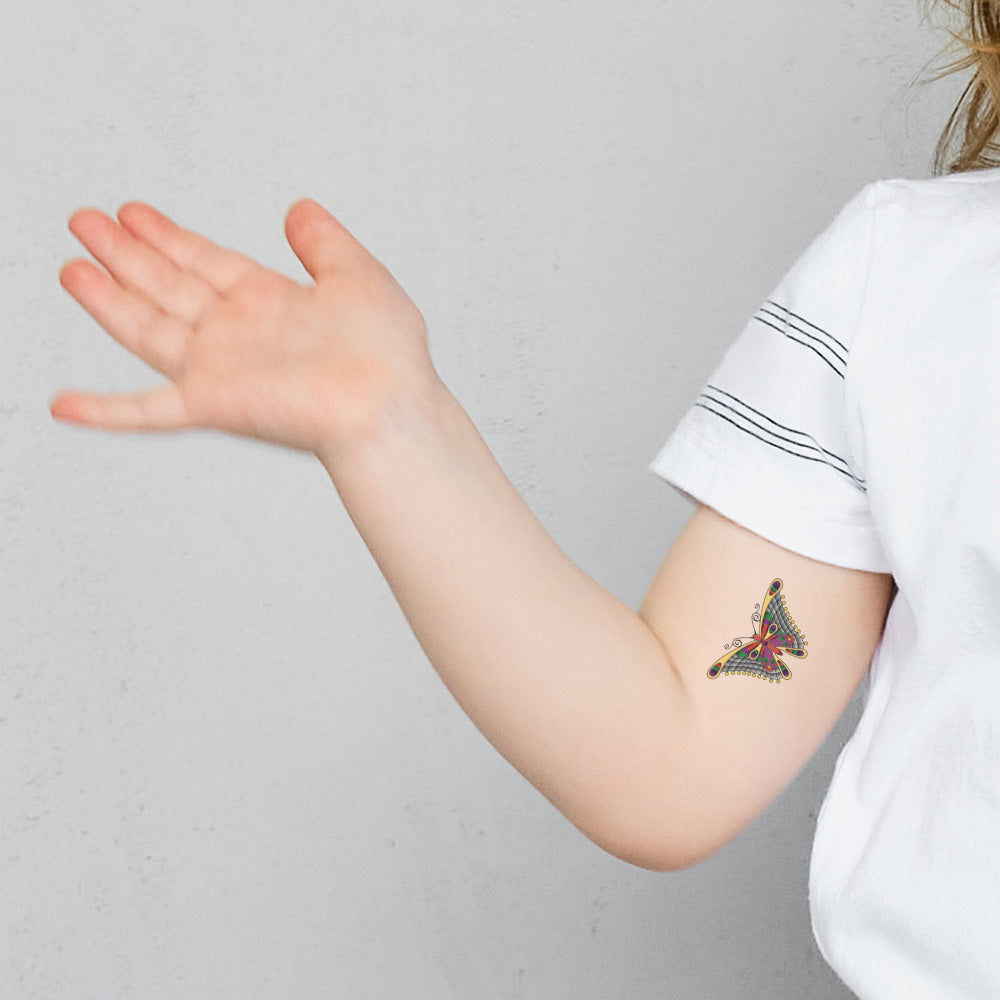Stained Glass Butterfly Temporary Tattoo 3.5 in x 2.5 in