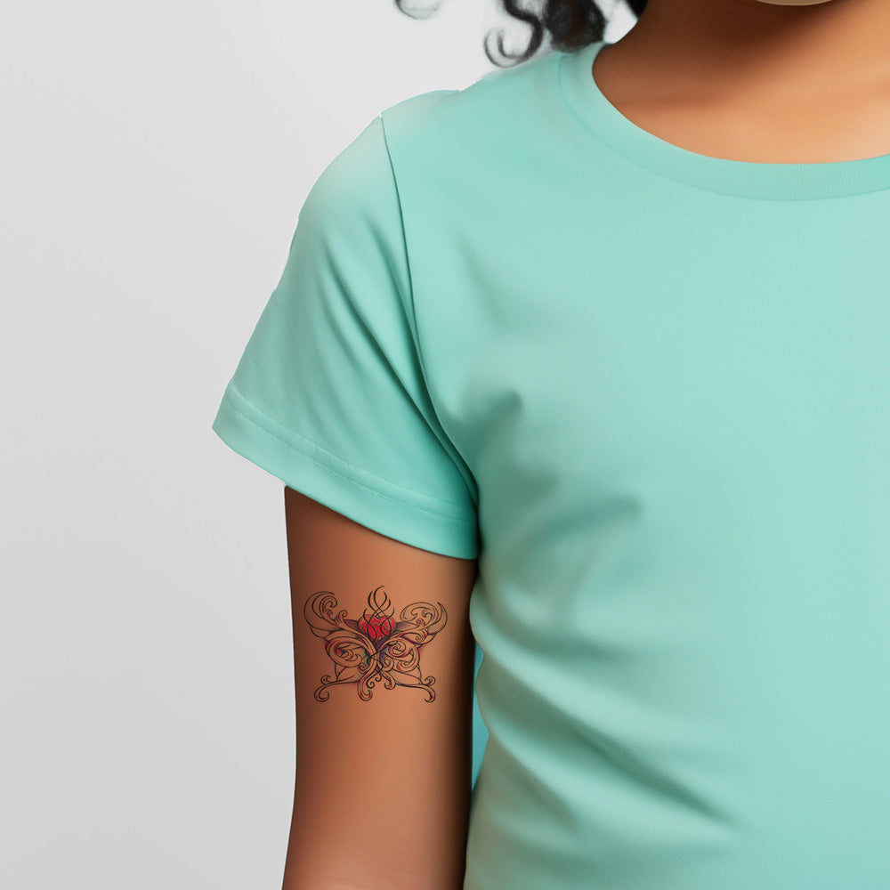 Wicked Midnight Heart Butterfly Temporary Tattoo 3.5 in x 2.5 in