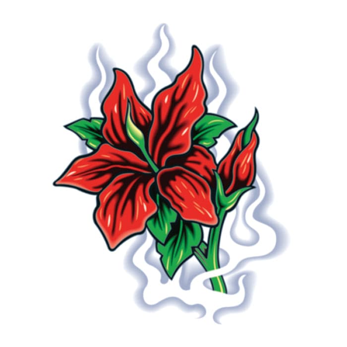 Red Flower Temporary Tattoo 2 in x 2 in