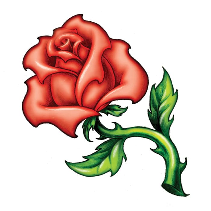 Rose with Thorns Temporary Tattoo 2 in x 2 in