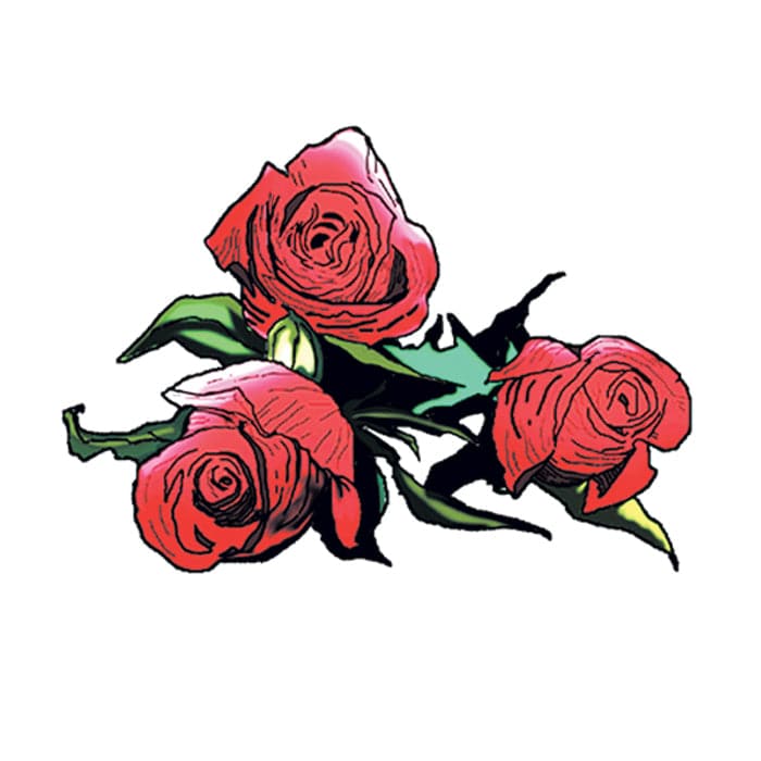 Three Roses Temporary Tattoo 2 in x 2 in