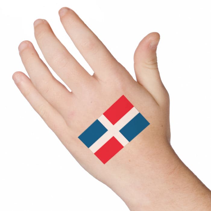 Dominican Republic Flag Temporary Tattoo 2 in x 1.5 in