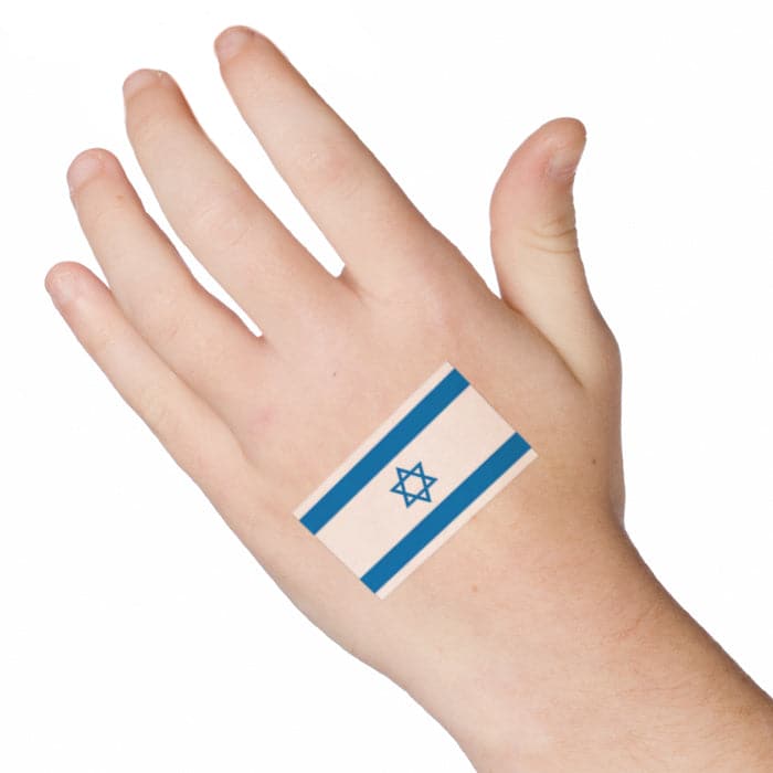 Israel Flag Temporary Tattoo 2 in x 1.5 in