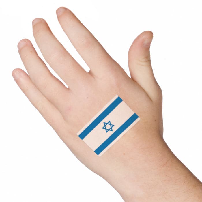 Israel Flag Temporary Tattoo 2 in x 1.5 in
