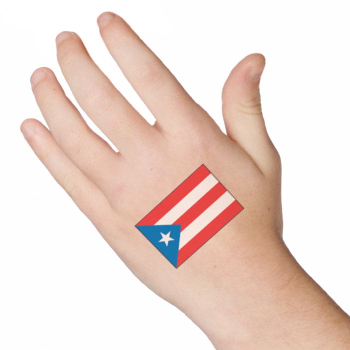 Puerto Rico Country Flag Temporary Tattoo 2 in x 1.5 in