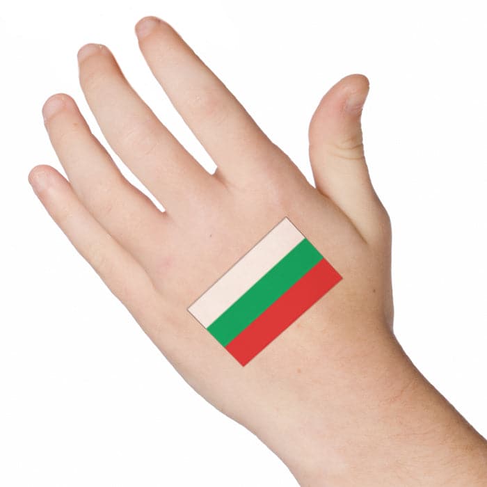 Bulgaria Flag Temporary Tattoo 2 in x 1.5 in