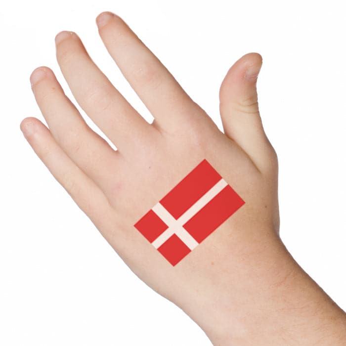 Denmark Flag Temporary Tattoo 2 in x 1.5 in